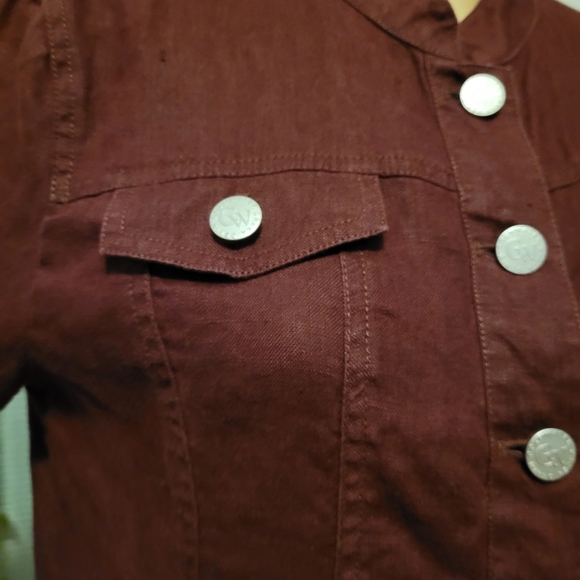 Vintage Coldwater Creek Petite Deep Wine Unlined Linen Jacket  NWOT - Picture 5 of 6